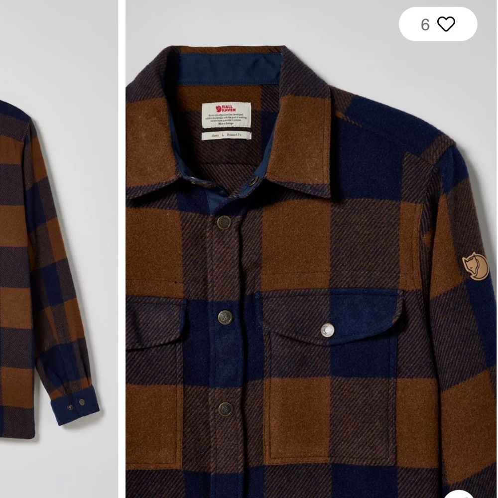 Fjallraven Men’s Brown and Navy Plaid Lightweight Shirt Jacket - Picture 4 of 11
